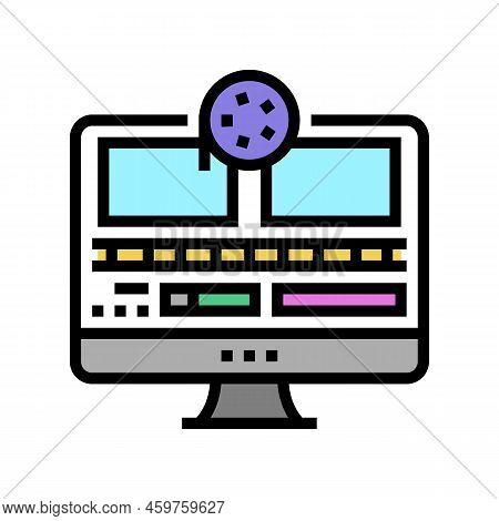 Montage Video Production Film Color Icon Vector. Montage Video Production Film Sign. Isolated Symbol