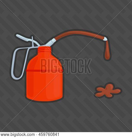 Red Oilcan And Oil Drop Metal Vector Illustration