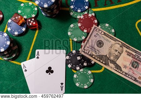 Blackjack Playing Cards And Casino Poker Chips
