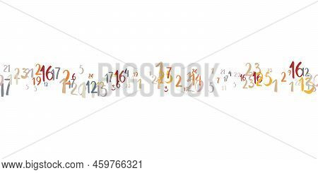 Color Numbers Vector Symbols. Seamless Pattern Of Hand Drawn Brush Calligraphy Font Randomly Scatter