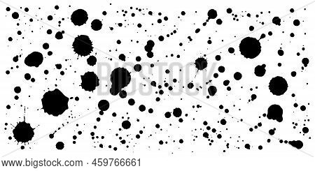 Splash Ink Set. Black Spat Stains. Splatter Collection. Vector Illustration