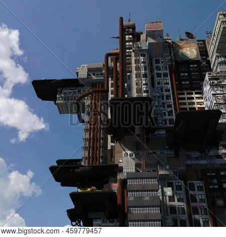 3d-illustration Of A Multiverse With Skysrcapers In The Clouds