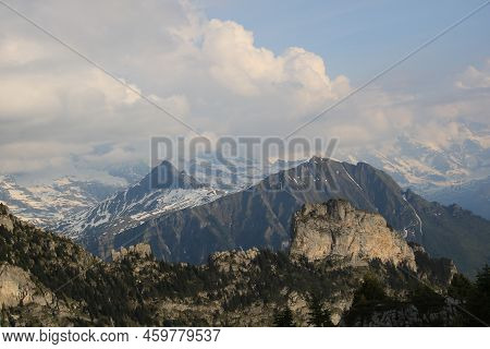 Maenlichen, Tschuggen And Lauberhorn. Mountains Near Grindelwald, Switzerland.