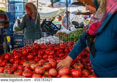 Showcase With Olives And Black Olives At The Market In Turkey. Prices For Pickled Olives In Turkey 2