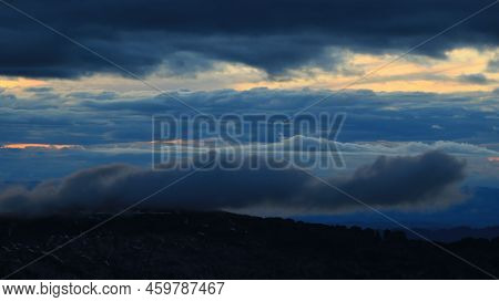 Dark Clouds At Sunset. View From Brienzer Rothorn, Switzerland.