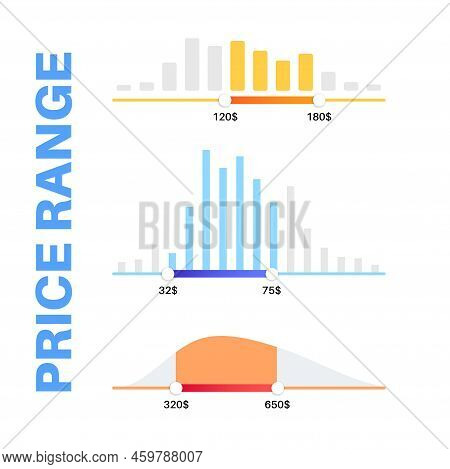 Price Range Scrollbar In Web Form, Online Application. Filter Slider On Website, 3d User Interface E