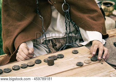 Ludus Latrunculorum, Or Latrunculi, Is An Ancient Roman Strategy Game. Reconstruction Of Board Games