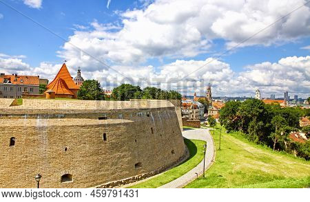 The Bastion Of The Defensive Walls Of Vilnius, Lithuania. Fortification Structure Was Built In 17 Ce