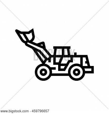 Loader Construction Car Vehicle Line Icon Vector. Loader Construction Car Vehicle Sign. Isolated Con