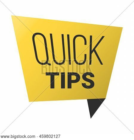 Tricks And Quick Tips Solution Flat Label. Tricks Text And Helpful Advice Quick Tips Vector Illustra