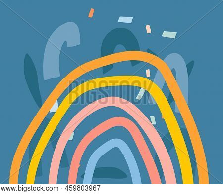 Hand Drawn Vector Abstract Stock Graphic Illustrations Poster Or Print With Positive Bright Colored 