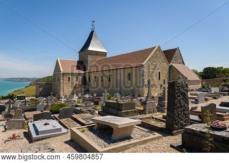 Varengeville Sur Mer, France - July 16, 2022: The Church Of St Valery On Top Of The Ailly Cliffs, Su