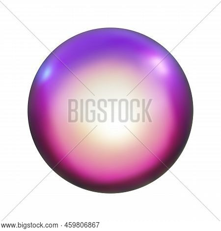 3d Pink Metal Neon Gradient Shere Render. Vector Abstract Ball. Futuristic Iridescent Holographic Is