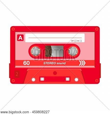 Vintage Stereo Cassette Flat Icon. Different Retro Audio Tapes, Old School Media Equipment Isolated 