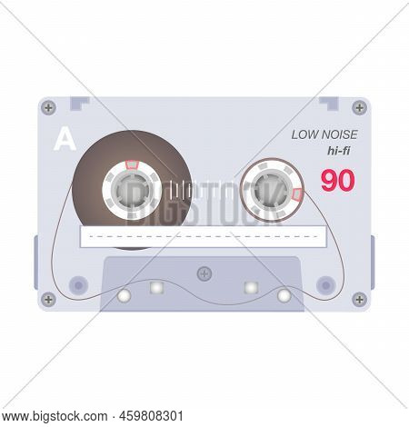 Vintage Stereo Cassette Flat Icon. Retro Audio Tape, Old School Media Equipment Isolated Vector Illu