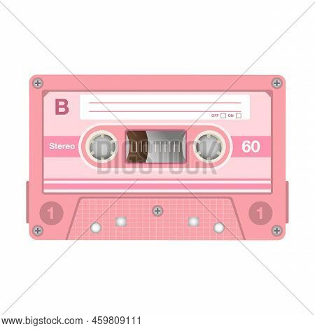 Vintage Stereo Cassette Flat Icon. Old School Media Equipment Isolated Vector Illustration. Outdated