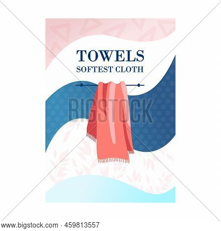 Design With Towels. Flowing Graphic Elements With Text For Hotel Or Laundry Ads. Spa And Relaxation 