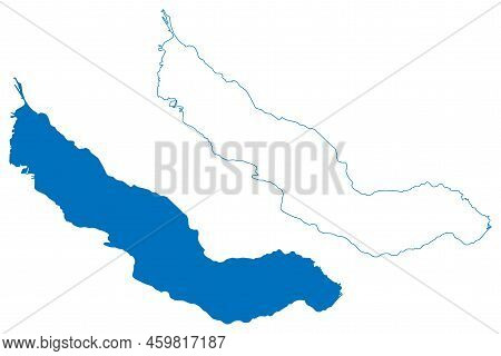 Lake Thun (swiss Confederation, Switzerland) Map Vector Illustration, Scribble Sketch Thunersee Map