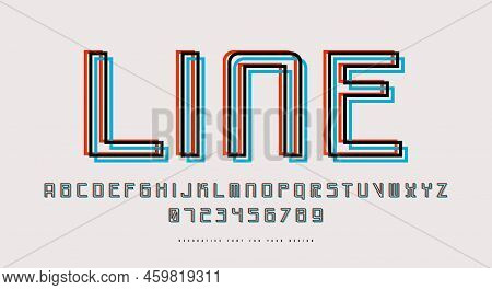 Hollow Monospaced Sans Serif Font In Cyber Style With Ripples Distortion Effect. Letters And Numbers