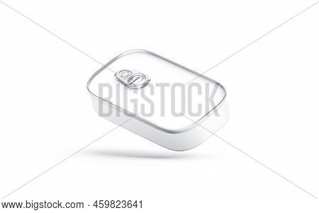 Blank Aluminum Sardine Conserve Can Label Mockup, No Gravity, 3d Rendering. Empty Conserved Goods In
