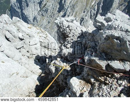 Mountain Rock Cilmbing In Wilder Kaiser Gebirge In Austria