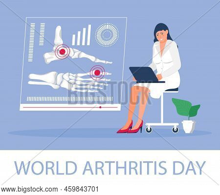World Arthritis Day In October Concept Vector. Doctor Treat Rheumatism, Osteoarthritis.