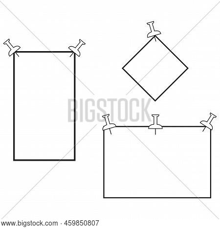 Pinned Paper. Paper Sketch Square Outline. Vector Illustration. Stock Image.