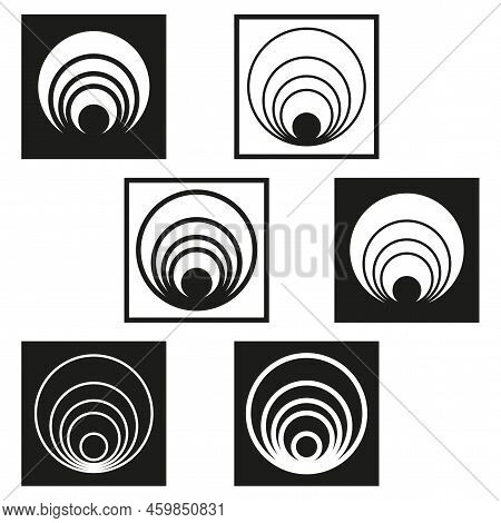 Icon With Circles Perspective For Frame. Round Frame Set. Business Concept. Vector Illustration. Sto