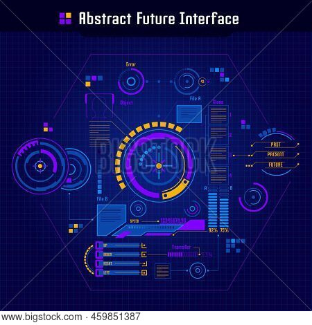 Abstract Future Interface Concept Future Style User Interface With Round Buttons Charts And Progress