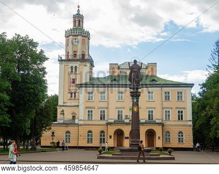 Sambir, Ukraine - May, 2022: Town Hall Of Sambir On Market Square Was Built In 1638-1668 And Reconst