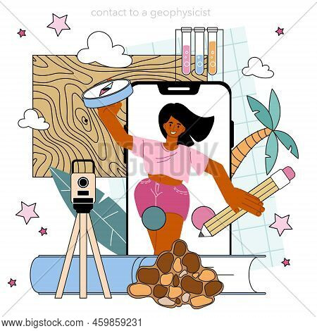 Geophysicist Online Service Or Platform. Scientist Study Structure