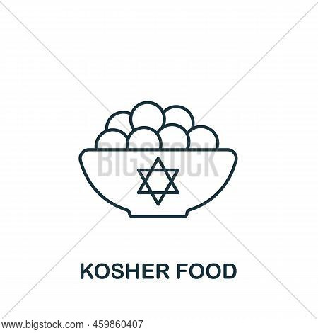 Kosher Food Icon. Line Simple Icon For Templates, Web Design And Infographics