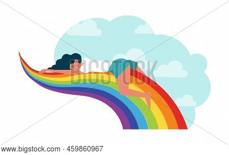Happy And Calm Character. Idea Of Heart And Mind Harmony