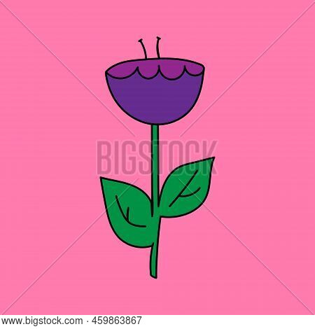 Outlandish Abstract Flower Hand Drawing In Doodle Style