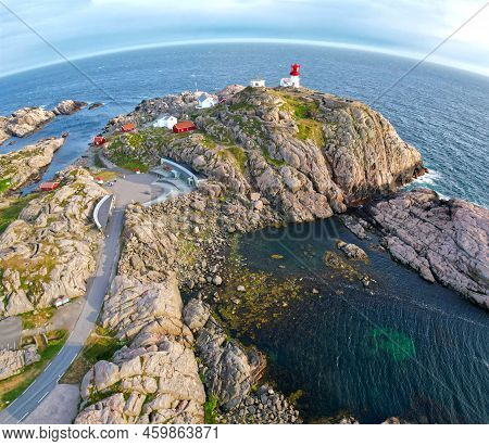 Lindesnes Lighthouse On The Southernmost Point Of Norway Europe Beautiful Artistic Curved Horizon Ae
