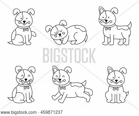 Set Cute Dogs Cartoon Vector &amp; Photo (Free Trial) | Bigstock