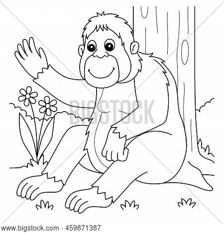A Cute And Funny Coloring Page Of An Orangutan. Provides Hours Of Coloring Fun For Children. To Colo
