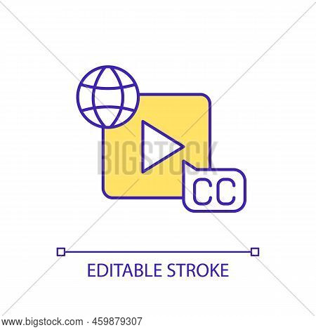 Foreign Language Transcription Yellow Rgb Color Icon. Online Content. Subtitles For Video Content Is
