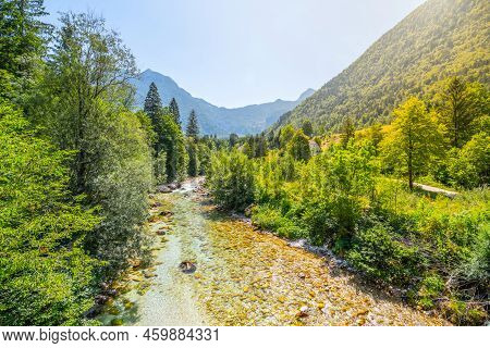 Clear Water Of Soca River At Small Soca Gorge, Julian Alps, Slovenia