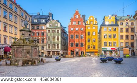 Colorful Houses Of Grand Square, Swedish: Stortorget, In Old Town, Swedish: Gamla Stan, Stockholm In