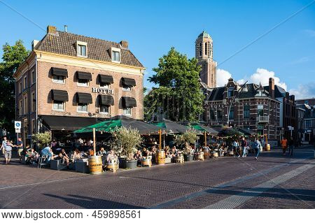 Zwolle, Overijssel, The Netherlands, 07 15 2022 - View From The Bridge Over The Old Market Square On