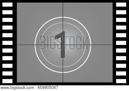 Old Movies Timer Counter Number One. Vector Illustration. Stock Image.