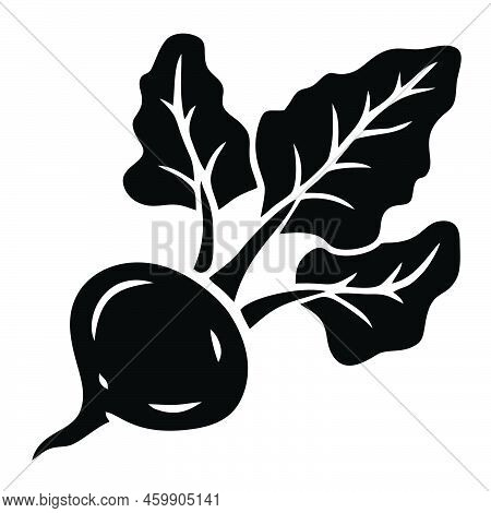 Beet Vegetable Vector Icon. Fill In Flat Marks For Mobile Concept And Web Design. Bit With Leaf Glyp