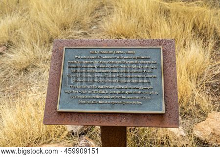 Tonto Nf, Az, Usa - Dec 25, 2021: Will Passow Stone Marker