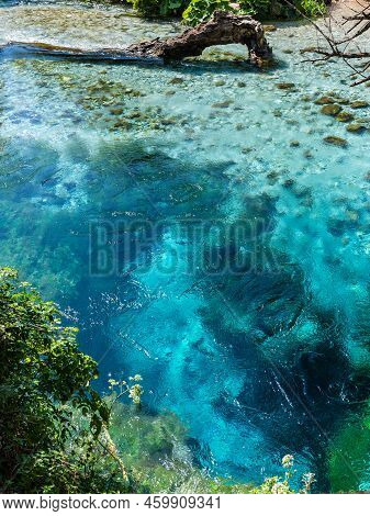 The Blue Eye Spring (syri I Kalter), A More Than Fifty Metre Deep Natural Pool With Clear, Fresh Wat