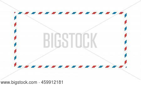 Air Mail Letter Frame. Airmail Border With Red And Blue Stripes. Retro Vintage Blank Envelope Templa