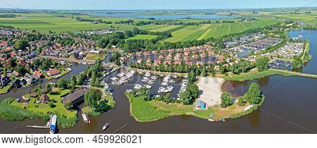Aerial Panorama From The City Langweer In Friesland The Netherlands