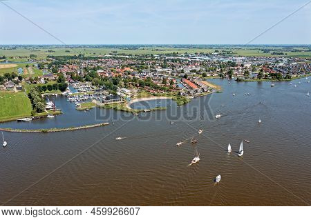 Aerial From The City Heeg At The Heegermeer In Friesland The Netherlands
