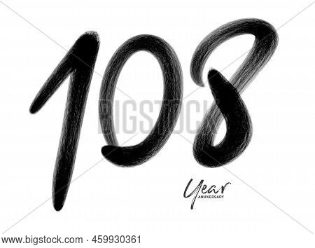 108 Years Anniversary Celebration Vector Template, 108 Number Logo Design, 108th Birthday, Black Let
