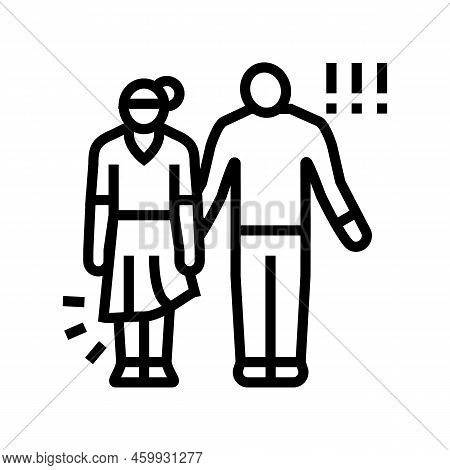 Rape Violence Line Icon Vector. Rape Violence Sign. Isolated Contour Symbol Black Illustration